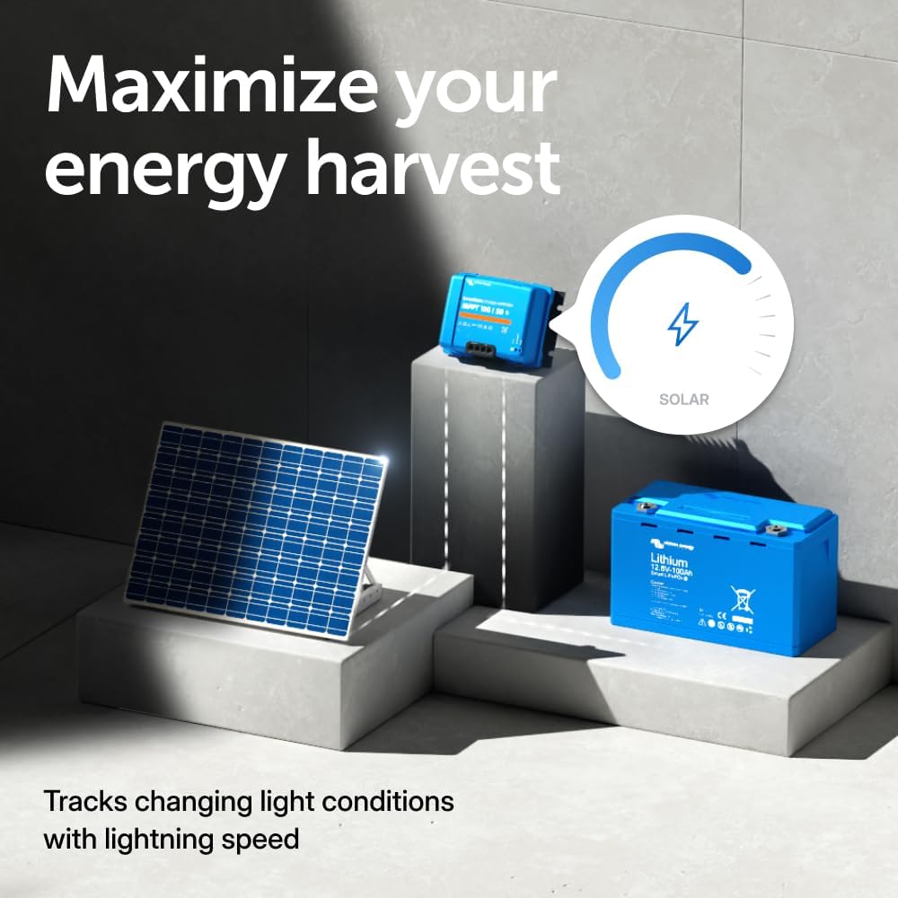 Victron Energy SmartSolar MPPT Solar Charge Controller (Bluetooth) - Charge Controllers for Solar Panels - 100V, 50 amp, 12/24-Volt