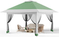 13X13 Pop Up Gazebo,Outdoor Canopy Tent with Mosquito Netting, Double Vented Roof Sun Shelter with Adjustable Heights,Outdoor Gazebo for Backyard & Patio Furniture.(Olive Green + Heather Gray).