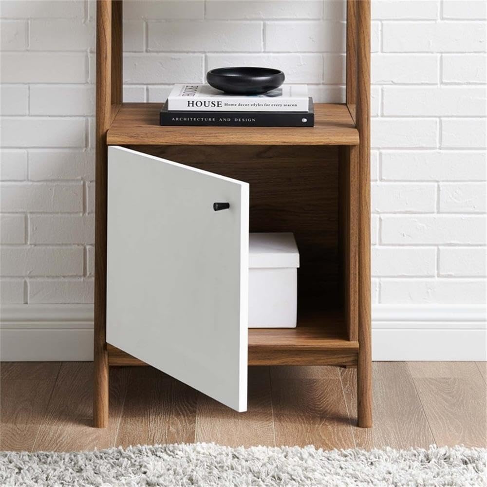 Modway Bixby Bookshelf Display Case, 21 Inch, Walnut White