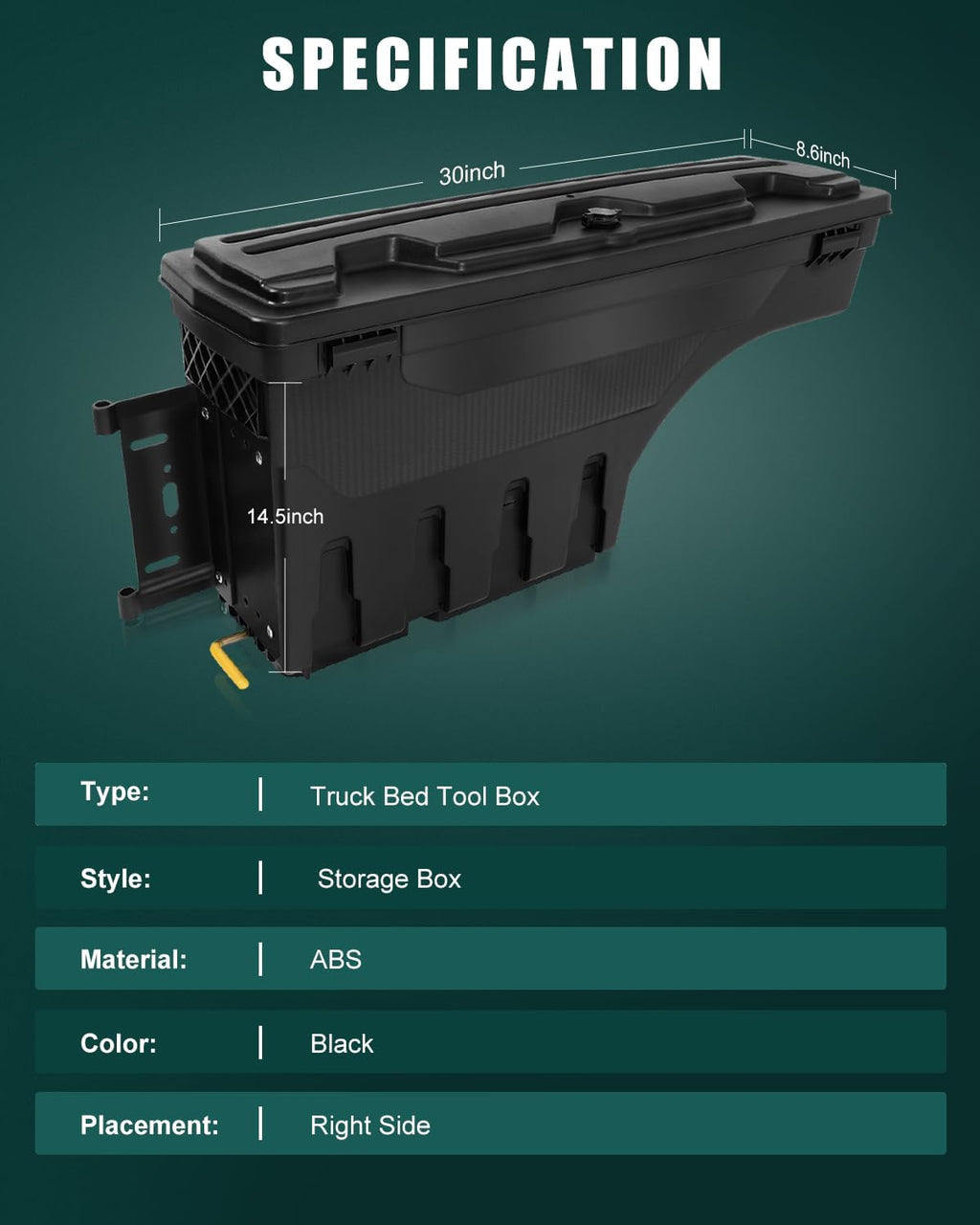SCITOO Truck Bed Tool Box for Ford F-250 Super Duty for F-350 Super Duty 2017-2022 Right Passenger Side,Multi-Compartment Dividers Organized Storage,Heavy Duty & No-Drill Installation