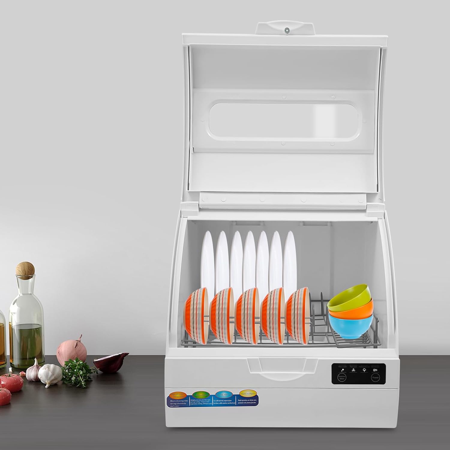 1200W Portable Countertop Dishwasher with 3 Washing Modes, 176℉ High-Temp, No Installation Needed, White Compact Dish Washing Machine for 12-18 Pieces of Cutlery
