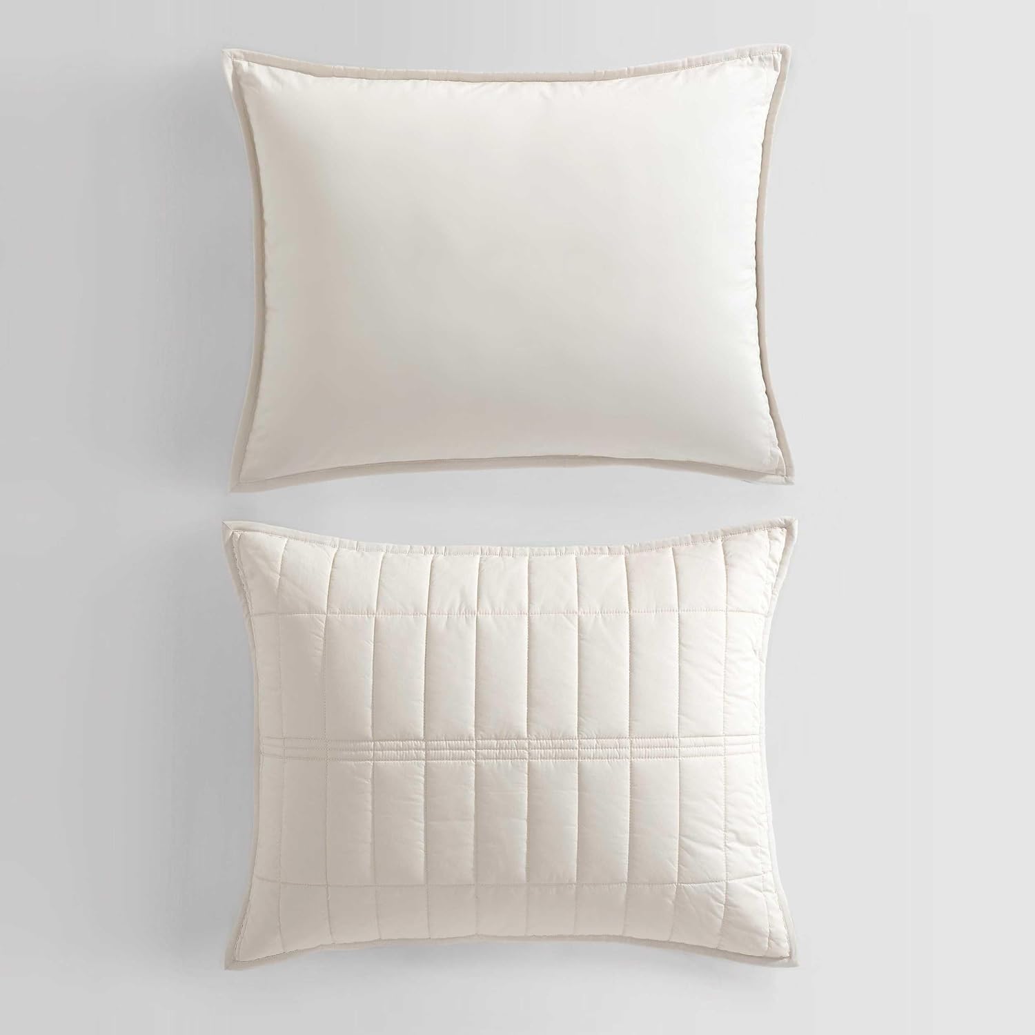 Calvin Klein - Twin Quilt Set, Cotton Percale Weave Bedding with Matching Sham, Crisp & Cool, Dorm Essentials, Oeko-Tex Certified (Washed Percale Light Beige)