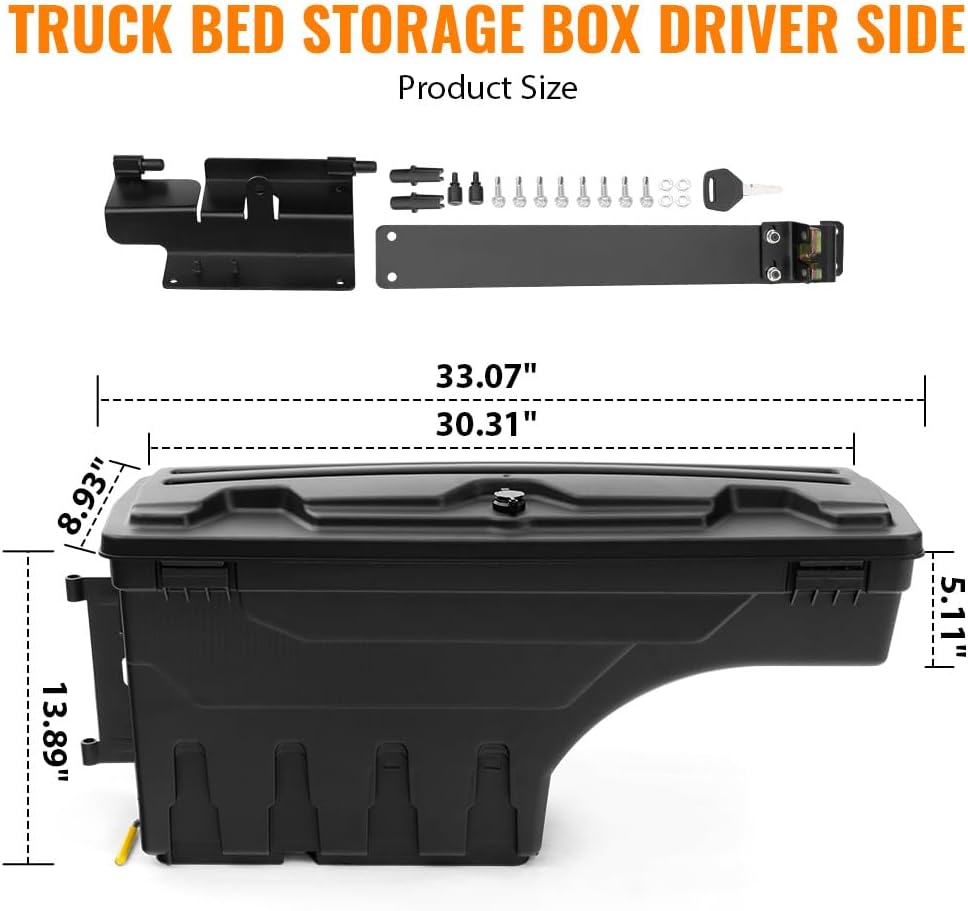 G-PLUS Truck Bed Storage Box Tool Box Left Driver Side Compatible with Chevy Colorado/GMC Canyon 2015-2020