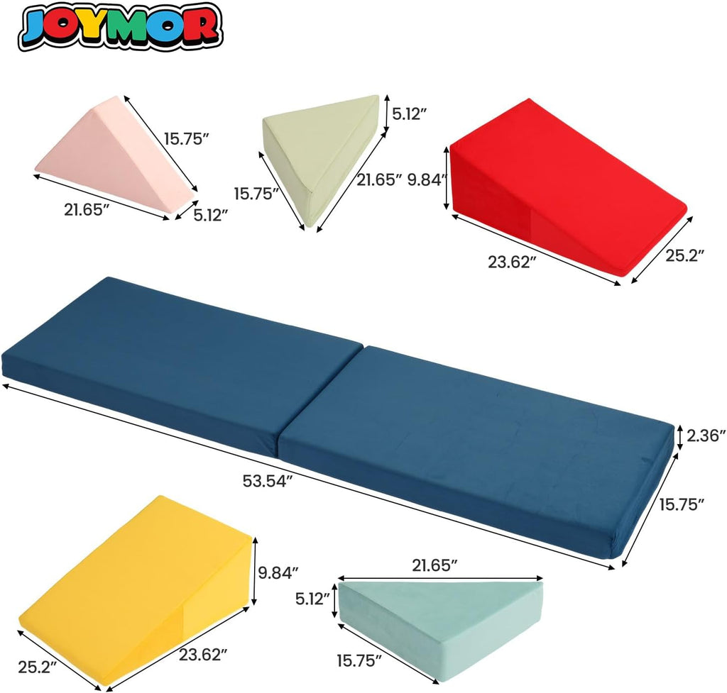 JOYMOR 8-Piece Fabric Soft Foam Climbing Blocks with Ball Pit for Toddlers, (26''x26''x16'') Baby Climbing Toys for Toddlers 1-3 Inside - Soft Play Set for Kids' Development, Gross Motor Skills