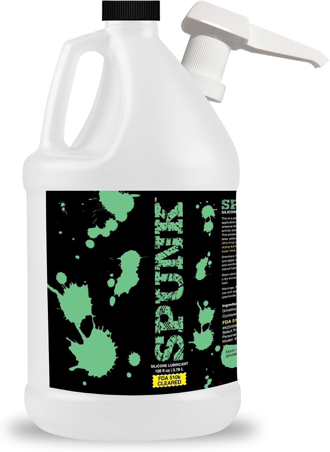 SPUNK Lube Pure Silicone Lubricant - FDA Cleared, Long-Lasting, Non-Drying, Medical-Grade Personal Sex Lube for Men, Women & Couples - Made in USA, 128 Fl Oz