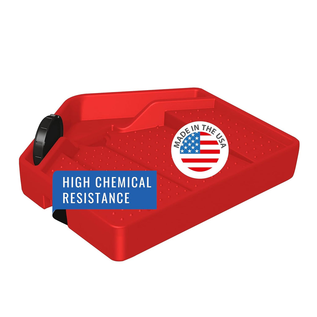 DENIOS® IBC Tote Funnel - Premium IBC Funnel chemically Resistant Polyethylene in Red – 1x - Large Drain Opening (4.9in) - Made in USA