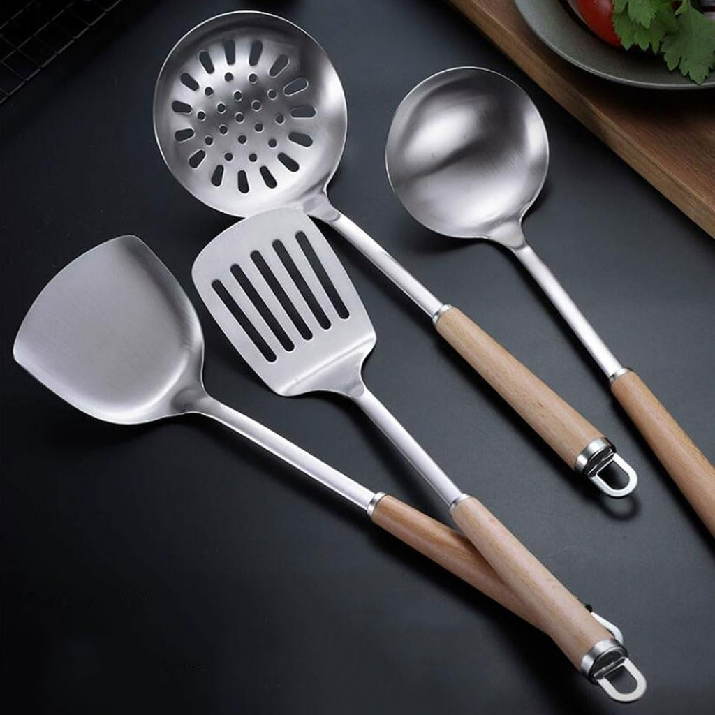 Kitchen Tools Cookware Dining Gadgets Spoons for Cooking Spatulas 304 Stainless Steel Cooking Utensils Spatulas Spoons 4 Pieces