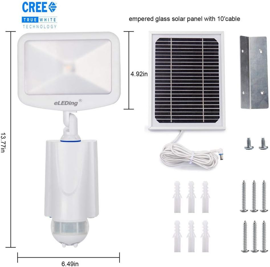eLEDing Solar Power Microgrid CREE LED Pure Digital Smart for Dusk to Dawn Motion Activated Security Safety CCTV Street Parking Flood Spot Light(2)