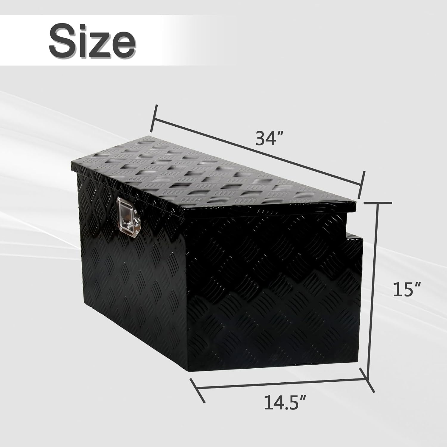 34 Inch Aluminum Utility Trailer Tongue Tool Box Wide Utility Trailer Tongue Toolbox RV Storage OrganizerTrailer Storage Tool Box With Lock & Keys Black,5 Bar Tread (34'X14.5'X15')