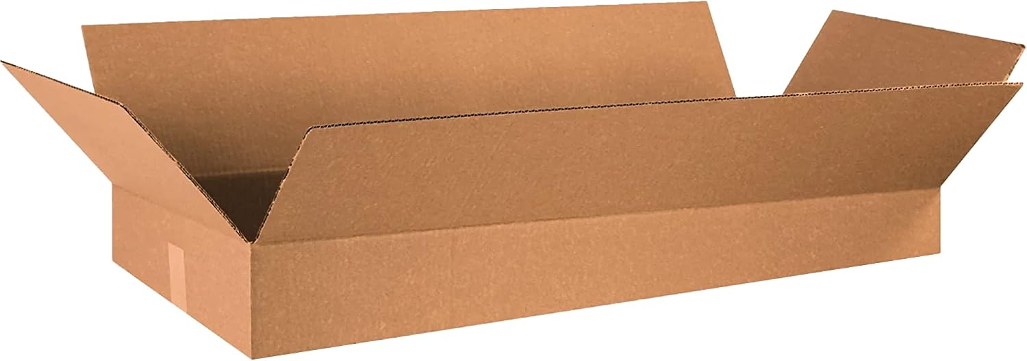 BOX USA 36x16x5 Flat Corrugated Boxes, Flat, 36L x 16W x 5H, Pack of 15 | Shipping, Packaging, Moving, Storage Box for Home or Business, Strong Wholesale Bulk Boxes