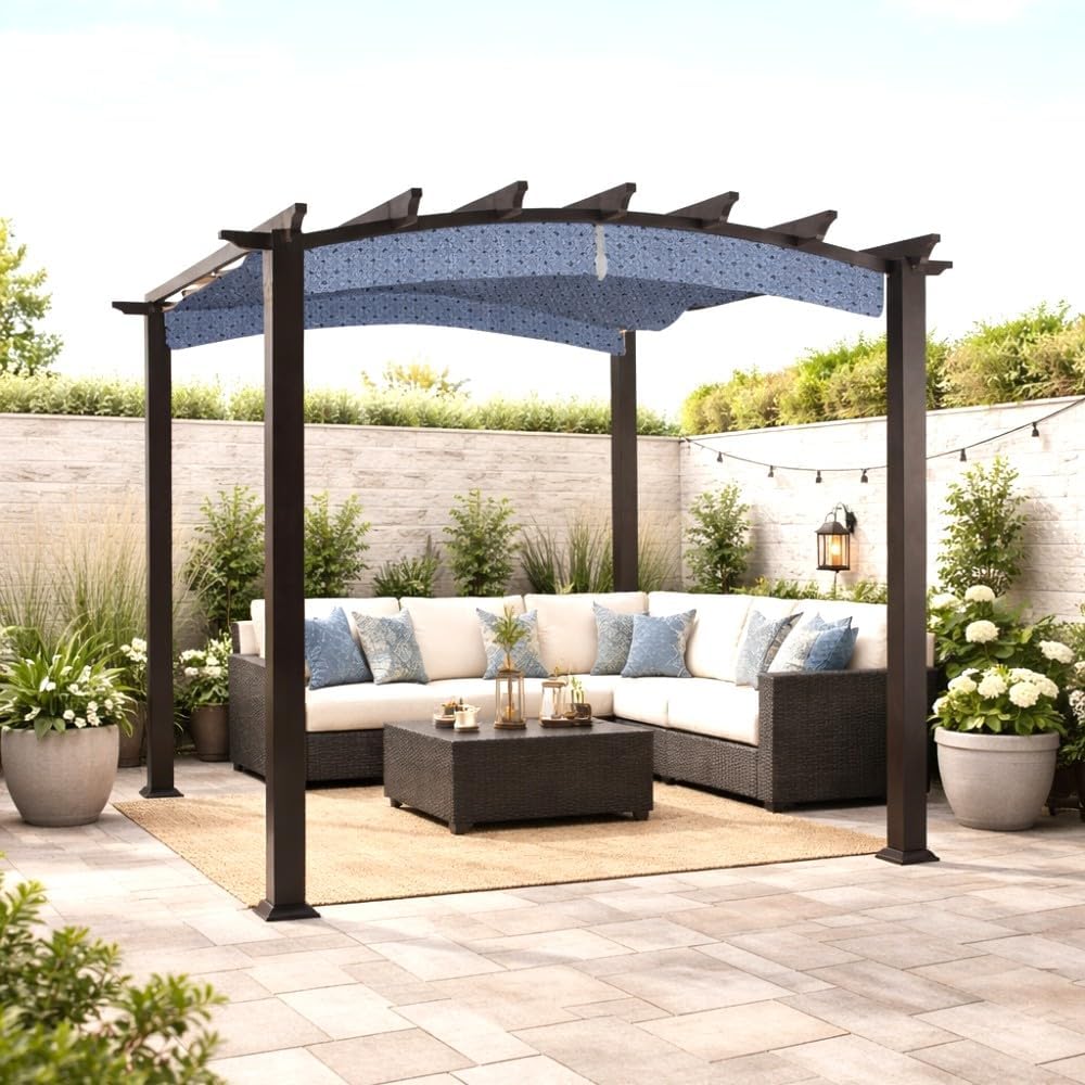 Garden Winds Durable Replacement Canopy Top Cover Compatible with The GFM00469A Arched 9' x 9' Pergola - Classic Midnight Lattice, 350