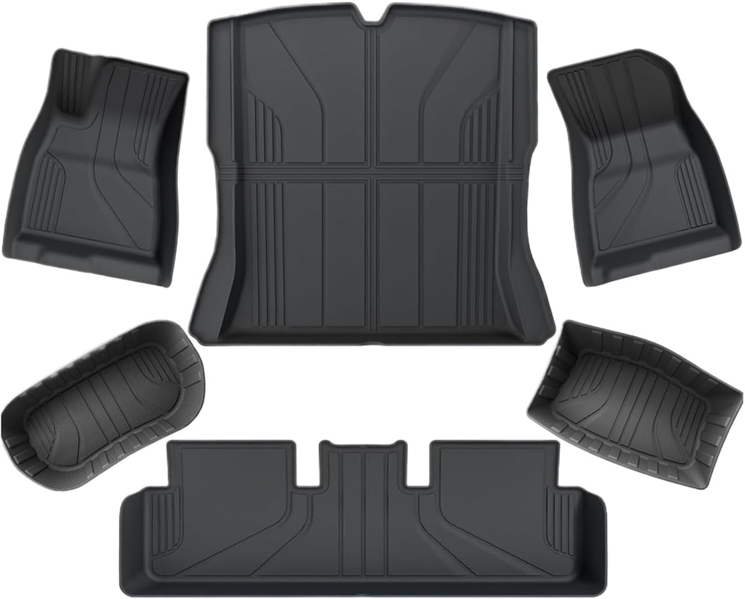 1.5X Raised Edges Upgraded TPE Floor Mats Compatible with Tesla Model 3 Highland 2024 Full Edge Wrapping Waterproof Cargo Liner Trunk Mats(6PCS Floor Mats)
