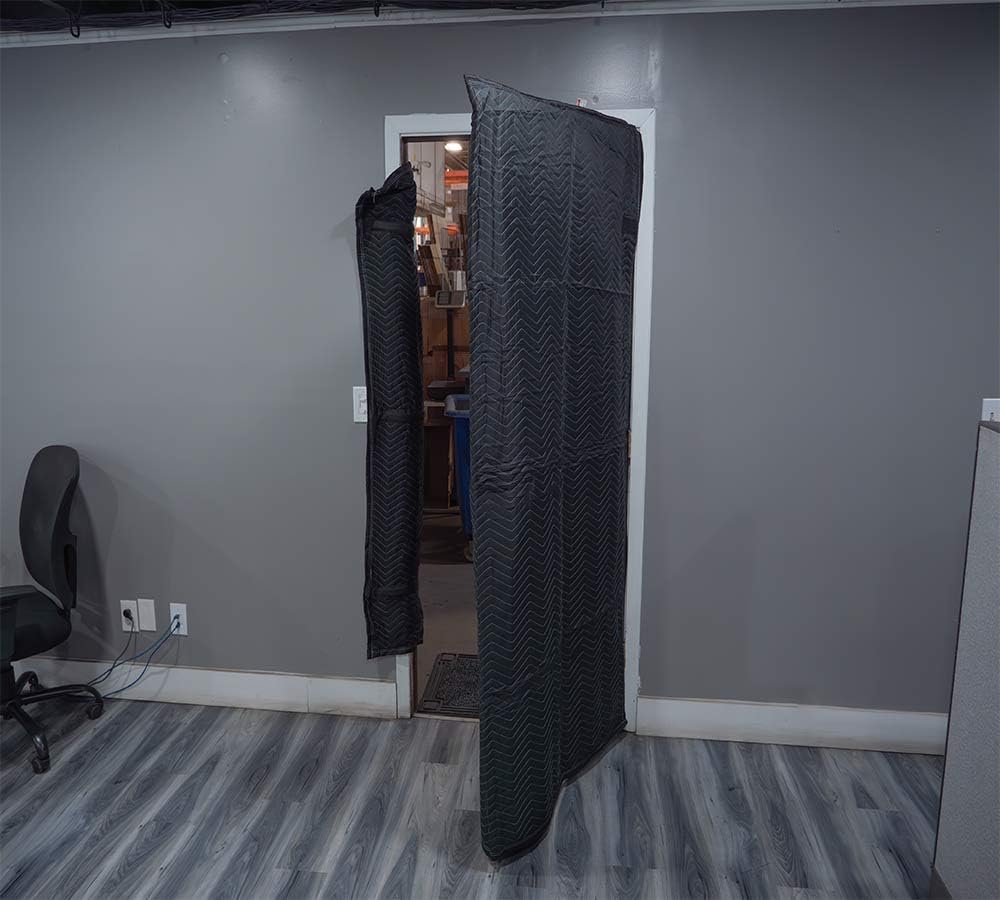 Mytee Products 4 Pack Black Quilted and Padded Door Moving Cover - 39'x79' Polyester Washable and Reusable Furniture Door Blanket for Interior Exterior Use