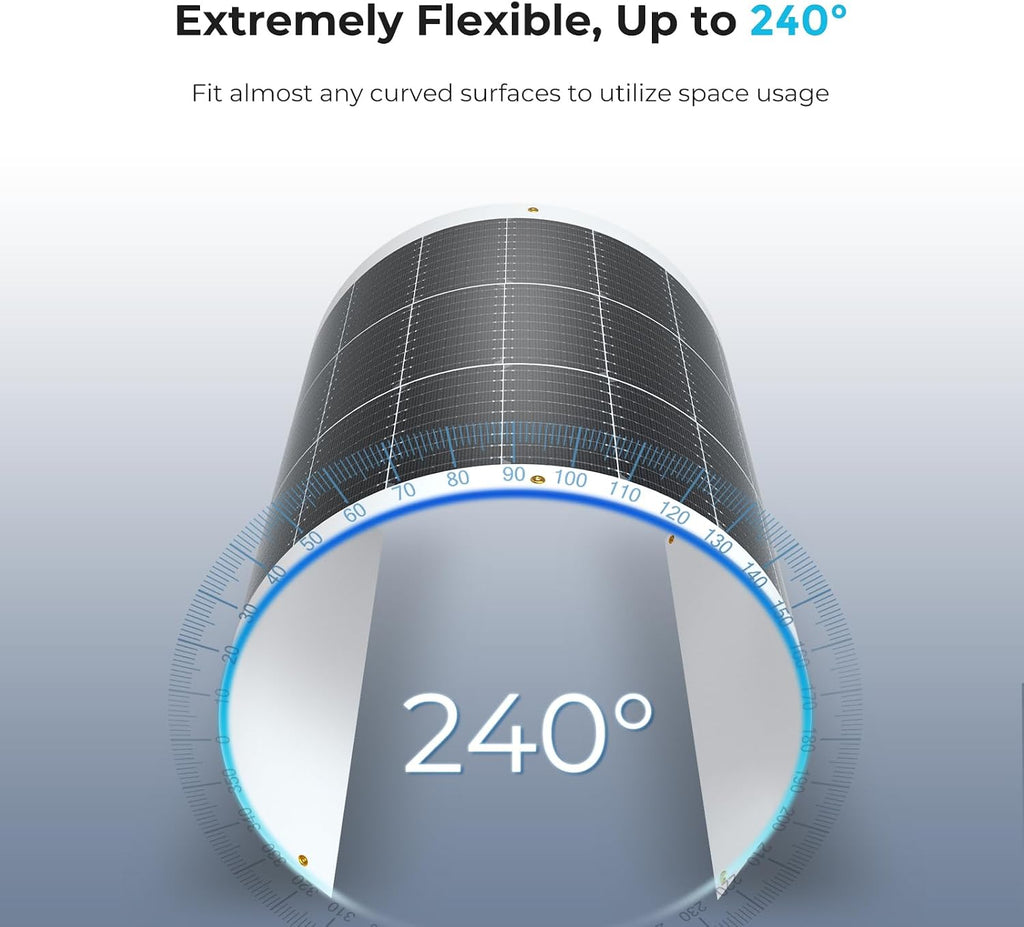 Renogy Flexible Solar Panel 100 Watt, 240° Ultra Flexible 100W Solar Panel 12 Volt for Marine RV Cabin Van Car Uneven Surfaces Off-Grid Essentials