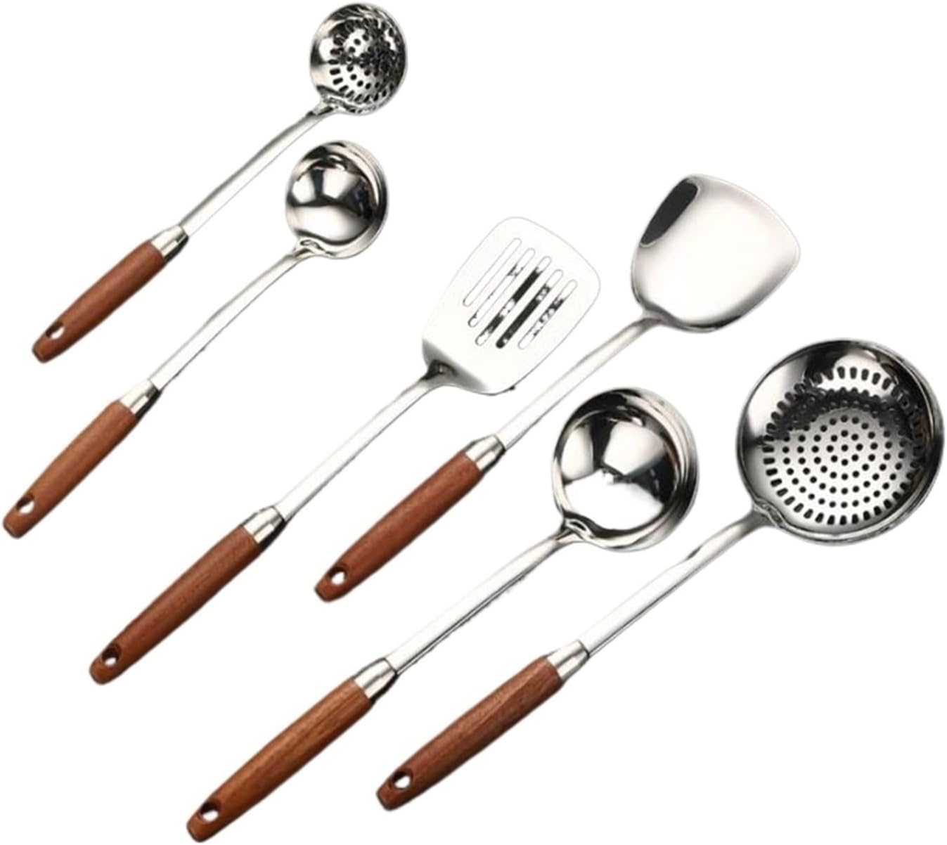Cookware Dining Kitchen Tools Gadgets 6 Pieces Sets Spoons for Cooking Spatulas 304 Stainless Steel Cooking Utensils Spatulas Spoons
