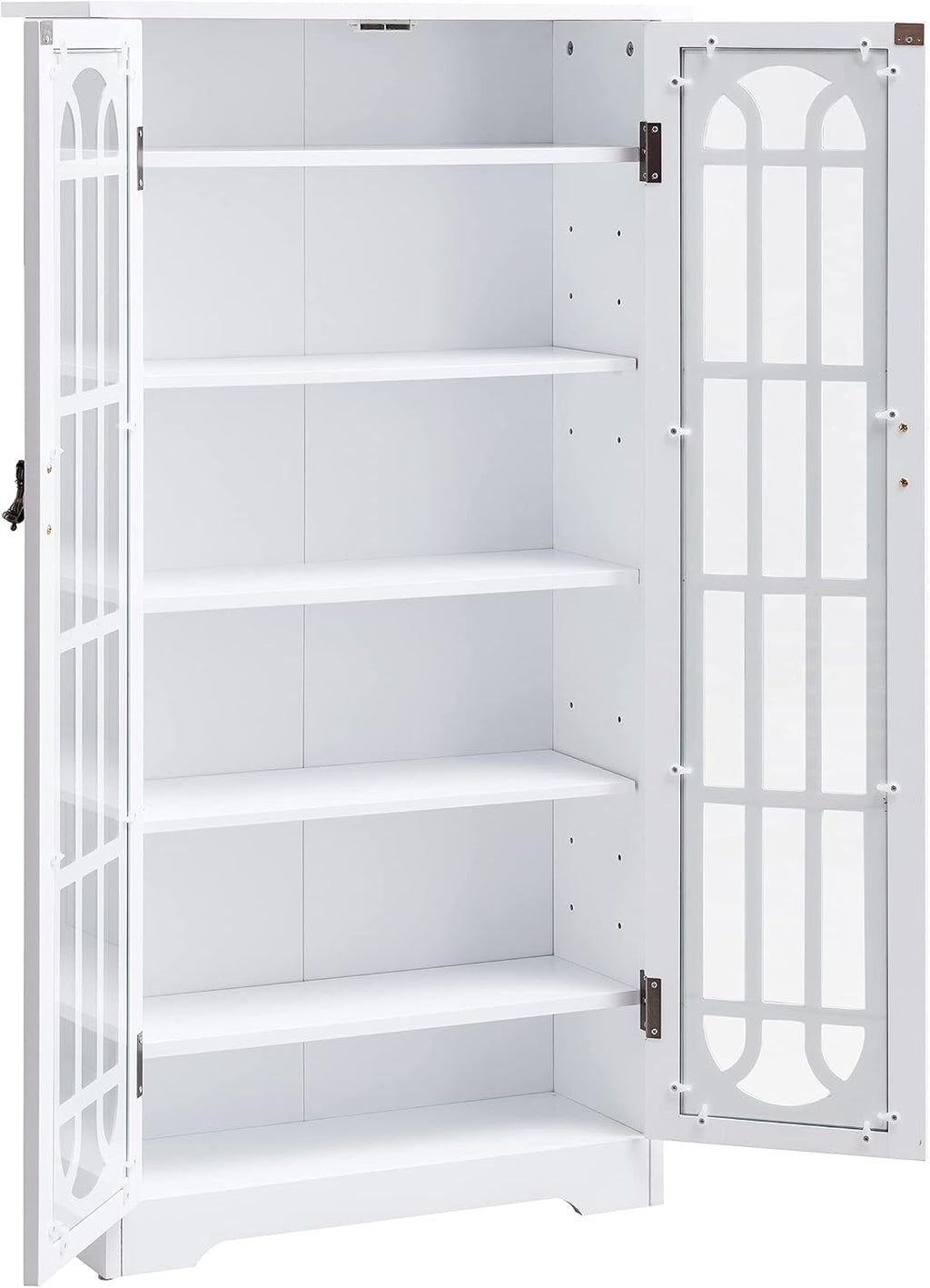 SEI Furniture - Window Pane Media Cabinet - White - Transitional Design, White Glass and Wood - Ideal for Home Office, Living Room (MS1075)