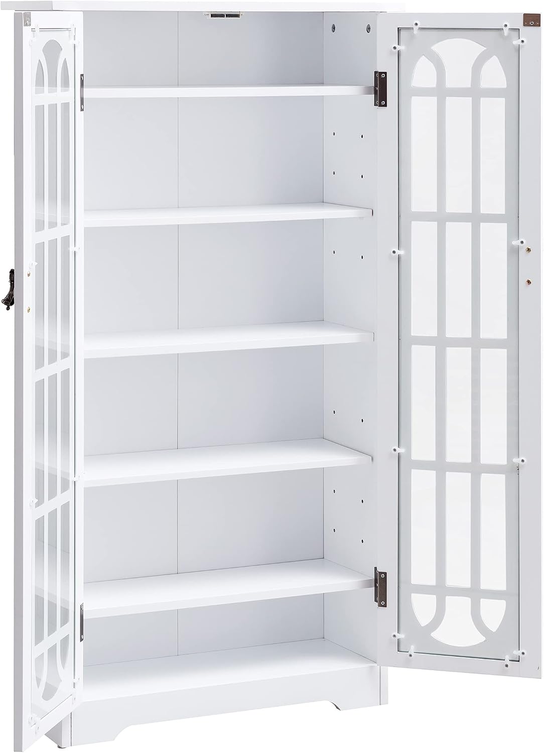 SEI Furniture - Window Pane Media Cabinet - White - Transitional Design, White Glass and Wood - Ideal for Home Office, Living Room (MS1075)