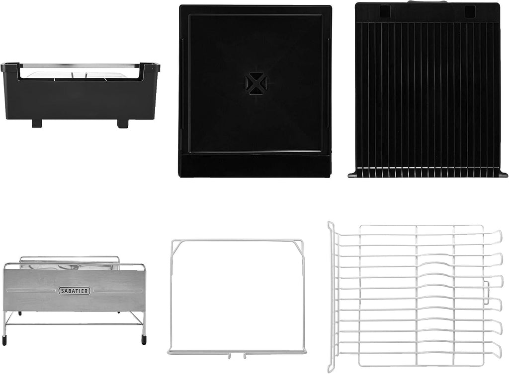 Sabatier Expandable Dish Drying Rack with Drainboard - Stainless Steel Dish Rack for Kitchen Counter, Stemware Holder and Utensil Caddy Included