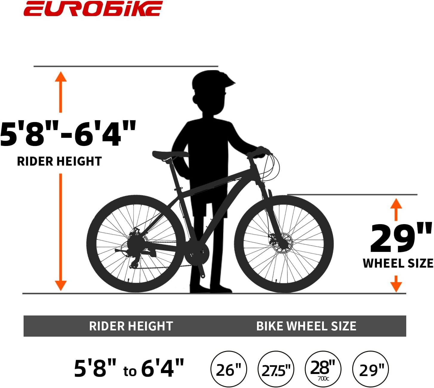 EUROBIKE 29' /27.5' Mountain Bike，29' Men Mountain Bike, Lightweight Aluminum Frame,Front Suspension Daul Disc Brakes 21 Speed Bicycles for Mens Bikes Mountain Bike for Adults