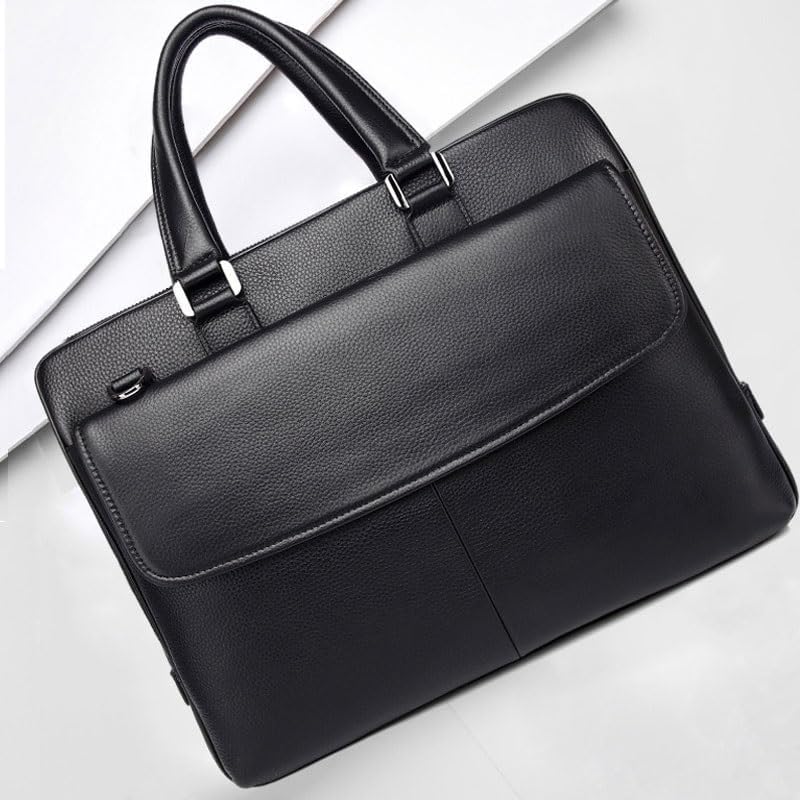 Waterproof Conference Document Package Laptop Bag Men's Genuine Leather Business Handbag