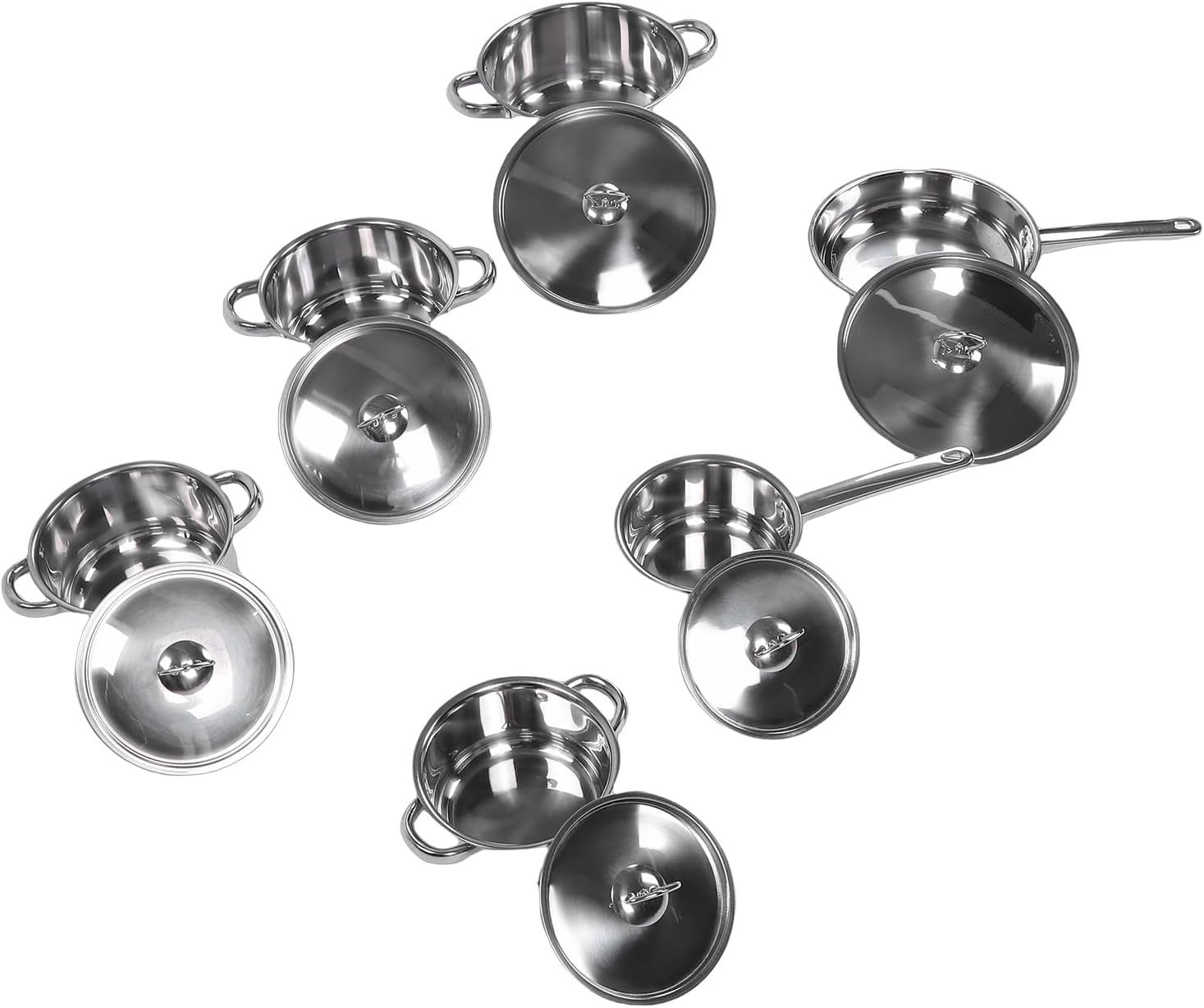 Stainless Steel Cookware Set, Pot and Pan Set with Lid and Riveted Handle for Induction Cooker, Kitchen Cooking Utensil for Home