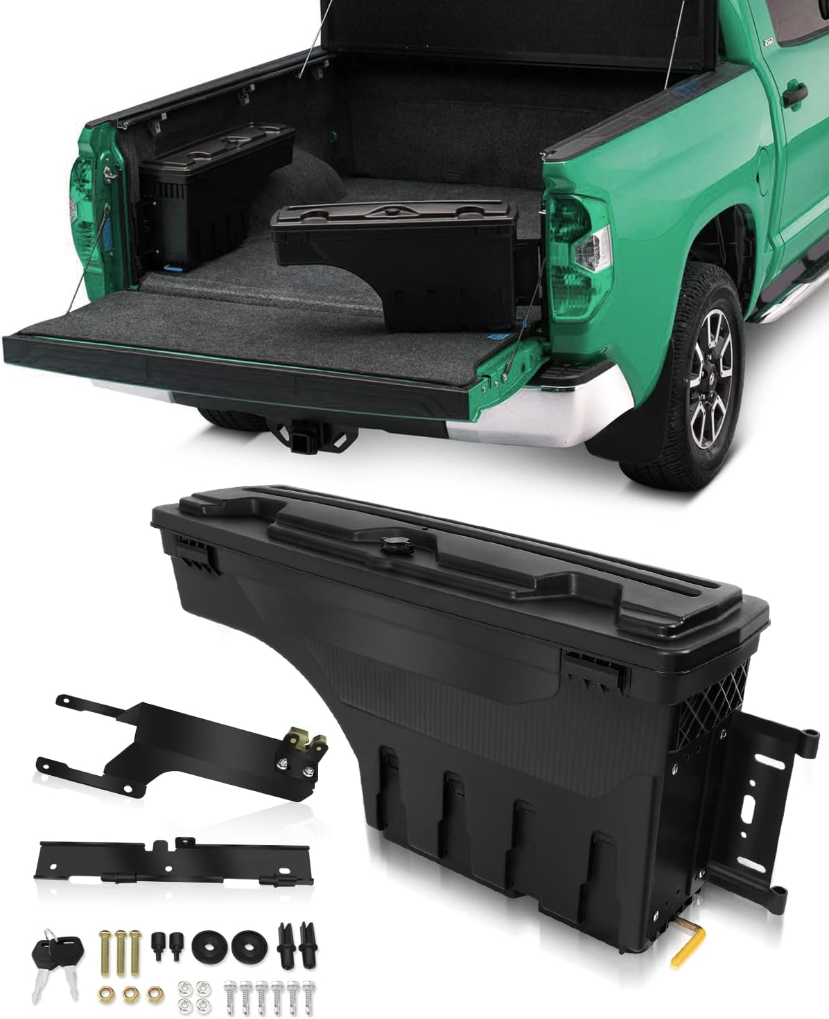 SCITOO Truck Bed Tool Box for Ford F-250 Super Duty for F-350 Super Duty 2017-2022 Right Passenger Side,Multi-Compartment Dividers Organized Storage,Heavy Duty & No-Drill Installation