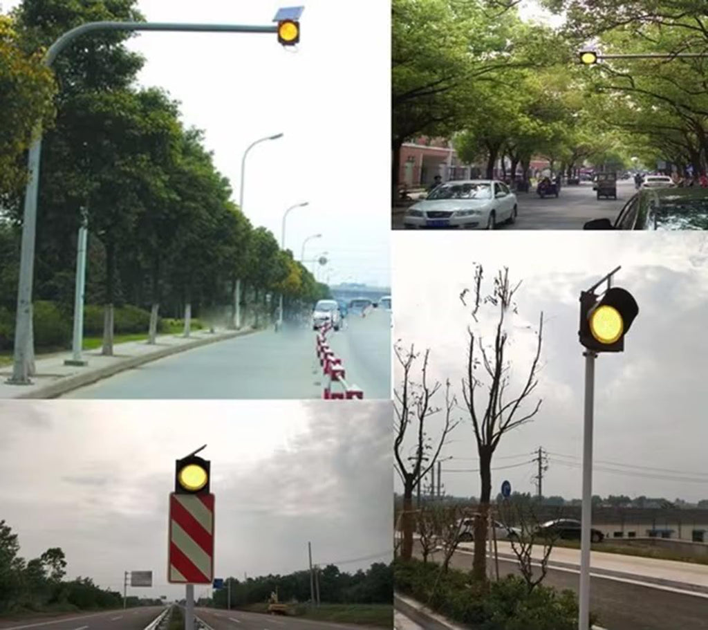 LED Flashing Solar Traffic Light, Traffic Signals Signs Lights with Solar Panel, IP65 Waterproof Signal Light, Emergency Lights (30cm/12in)