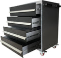 JZD Metal Rolling Tool Storage Cart on Wheels with 4 Lockable Drawers, Heavy Duty, for Garage Workshop, Black & Grey