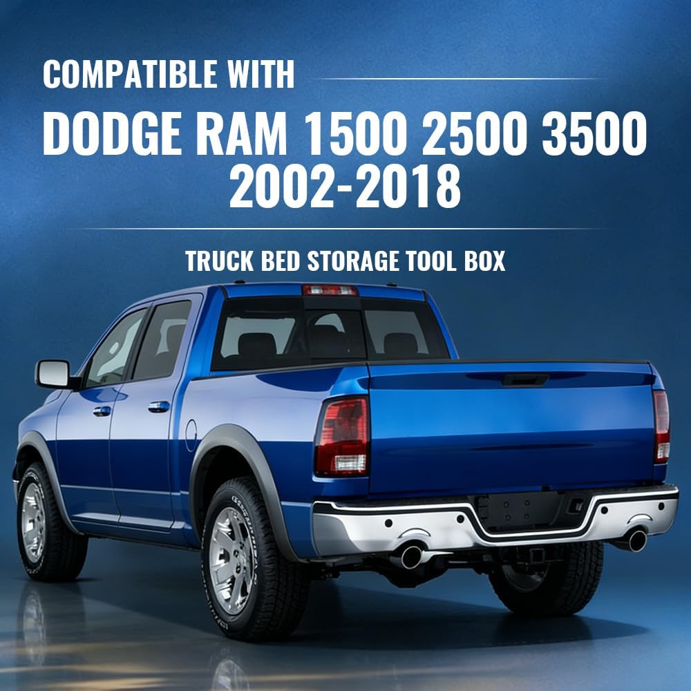 PIT66 Lockable Truck Bed Storage Toolbox, Compatible With 2002-2018 Dodge Ram 1500 2500 3500, Drawer Driver+Passenger Side, 2Pcs