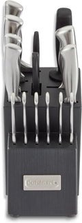Cuisinart Professional Block Knife Set, 15pc Cutlery Knife Set with Steel Blades for Precise Cutting, Lightweight, Stainless Steel, Durable & Dishwasher Safe, Woodgrain Grey Finish