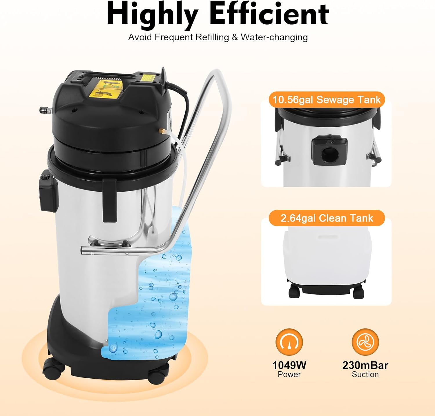 Commercial Carpet Cleaning Machine, 40L/11Gal Commercial Carpet Cleaner, Heavy Duty Vacuum Washing Machine, Multi-Purpose Wet Dry Vacuum Cleaner for Sofa Curtains Carpet Clean