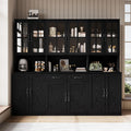 VOWNER Bookcase with Glass Door, 5-Tier Modern Bookshelf with Large Drawer, Glass Display Cabinet with Large Storage Shelf, Combination Storage Cabinet for Home Office (Black, AEA)