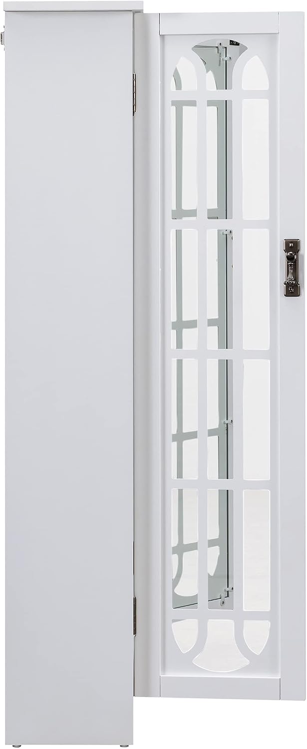 SEI Furniture - Window Pane Media Cabinet - White - Transitional Design, White Glass and Wood - Ideal for Home Office, Living Room (MS1075)