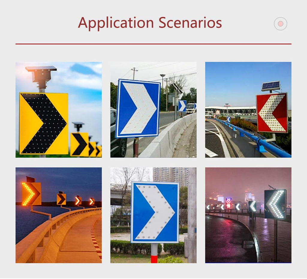 Solar LED Traffic Arrow Sign, Rectangle Road Traffic Emergency Warning Light, High Brightness Outdoor Traffic Road Warning Sign Board