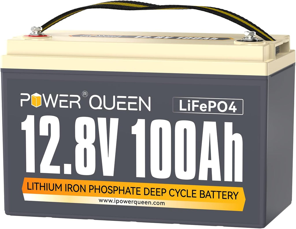 Power Queen LiFePO4 Battery 12V 100Ah, Group 31 Lithium Battery, with 1280Wh Energy and BMS Protection, Up to 15000 Deep Cycles for RV Trailer, Camper Van, Solar Off-Grid