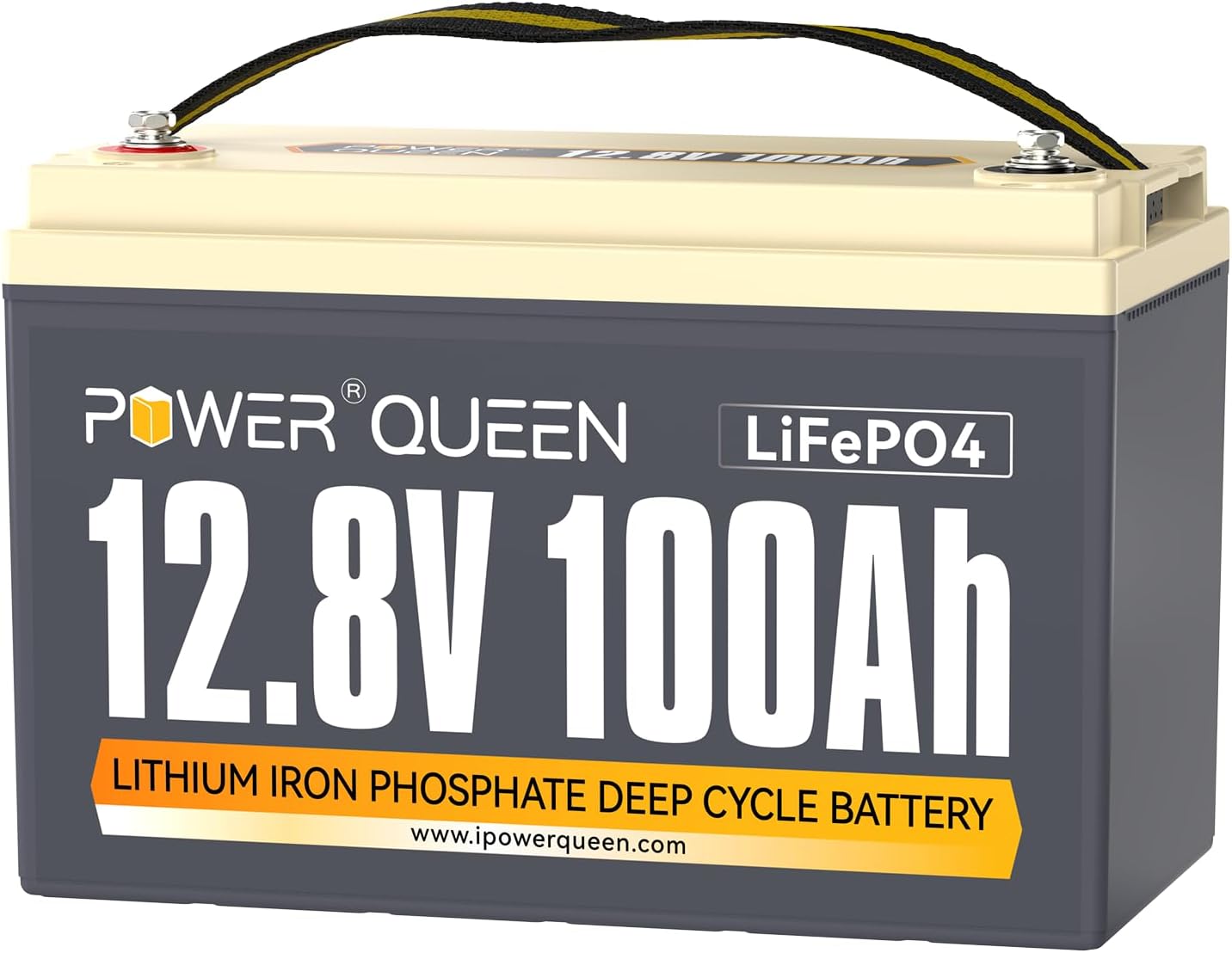 Power Queen LiFePO4 Battery 12V 100Ah, Group 31 Lithium Battery, with 1280Wh Energy and BMS Protection, Up to 15000 Deep Cycles for RV Trailer, Camper Van, Solar Off-Grid