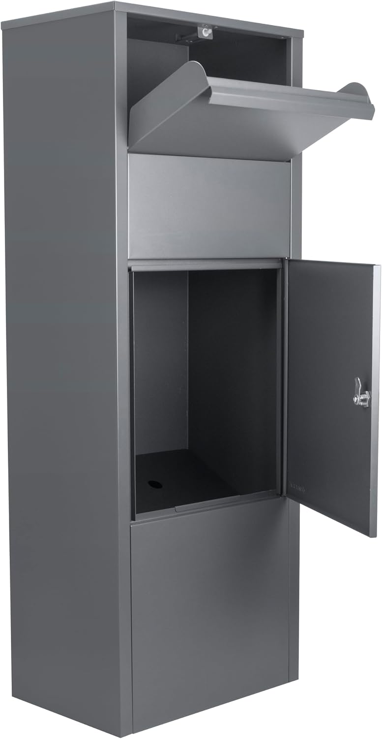 Barska Large Package Delivery Parcel Mail Steel Drop Box for Porch with Tamper-Resistant Drop Slot & Key Lock
