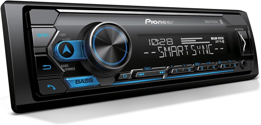 Pioneer MVH-S322BT 1-Din Digital Media Receiver – Bluetooth, USB, Color Change, FLAC, Voice Control, 50W x 4 Output, 13-Band EQ, AM/FM Radio, iPhone/Android Compatible, Front, Rear/SW Selectable RCA