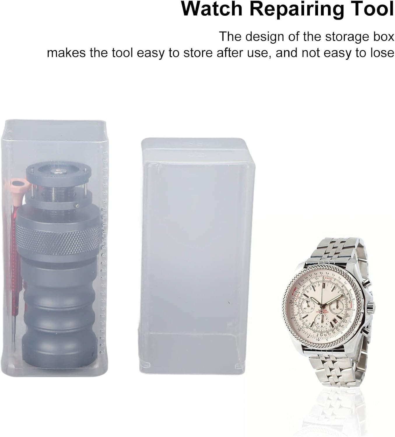 Watch Back Cover Opener Tool, Watch Case Opener for Repairing Accessories, Portable Watch Repair Tool with Non - Slip Alloy Handle and Storage Box for Watchmakers and