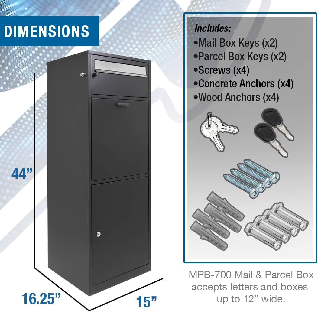 Barska Large Package Delivery Parcel Mail Steel Drop Box for Porch with Advanced Push Lock, Mail Slot & Anti-Theft Drop Slot