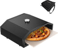 CAMPLUX 17 Inches Pizza Oven for Grill with Storage Bag and 14.8'×13' Cordierite Stone, Grill Top Pizza Oven Built-in Thermometer, Compatible with Propane & Charcoal Grill for Crispy Homemade Pizza