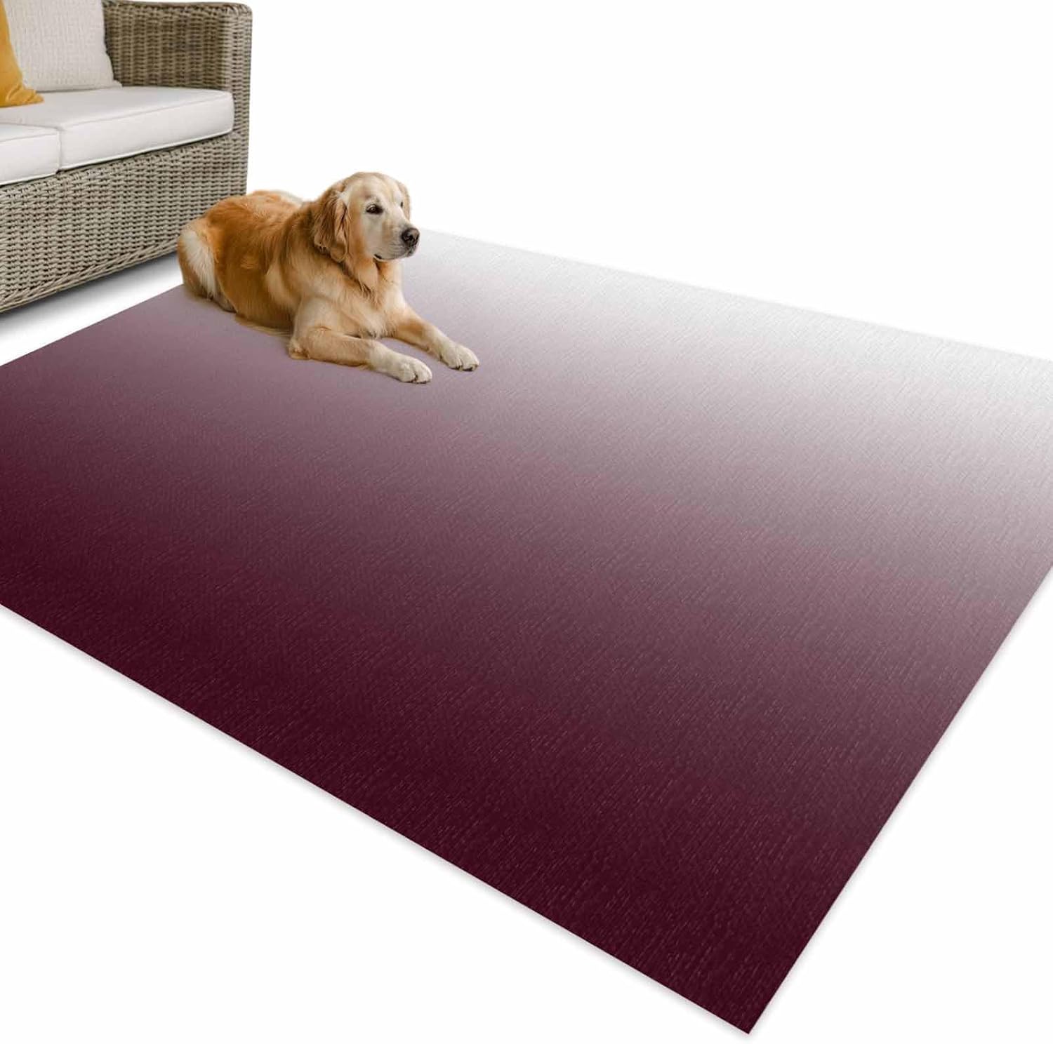 Outdoor Rug 4x6ft Gradient Claret and White Color Patio Area Rugs Waterproof Easy Cleaning Non Shedding Thick Mats Minimalist Carpet for Indoor Outdoor Porch Deck Backyard Balcony