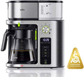 Braun MultiServe Coffee Machine 7 Programmable Brew Sizes / 3 Strengths + Iced Coffee & Hot Water for Tea, Glass Carafe (10-Cup), Stainless Steel, KF9170SI