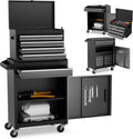 S AFSTAR 5-Drawer Rolling Tool Chest, Tool Storage Cabinet with Lockable Wheels, Adjustable Shelf & Anti-Slip Liner, Detachable Tool Box Organizer Tool Cabinet for Garage Workshop (Black & Gray)