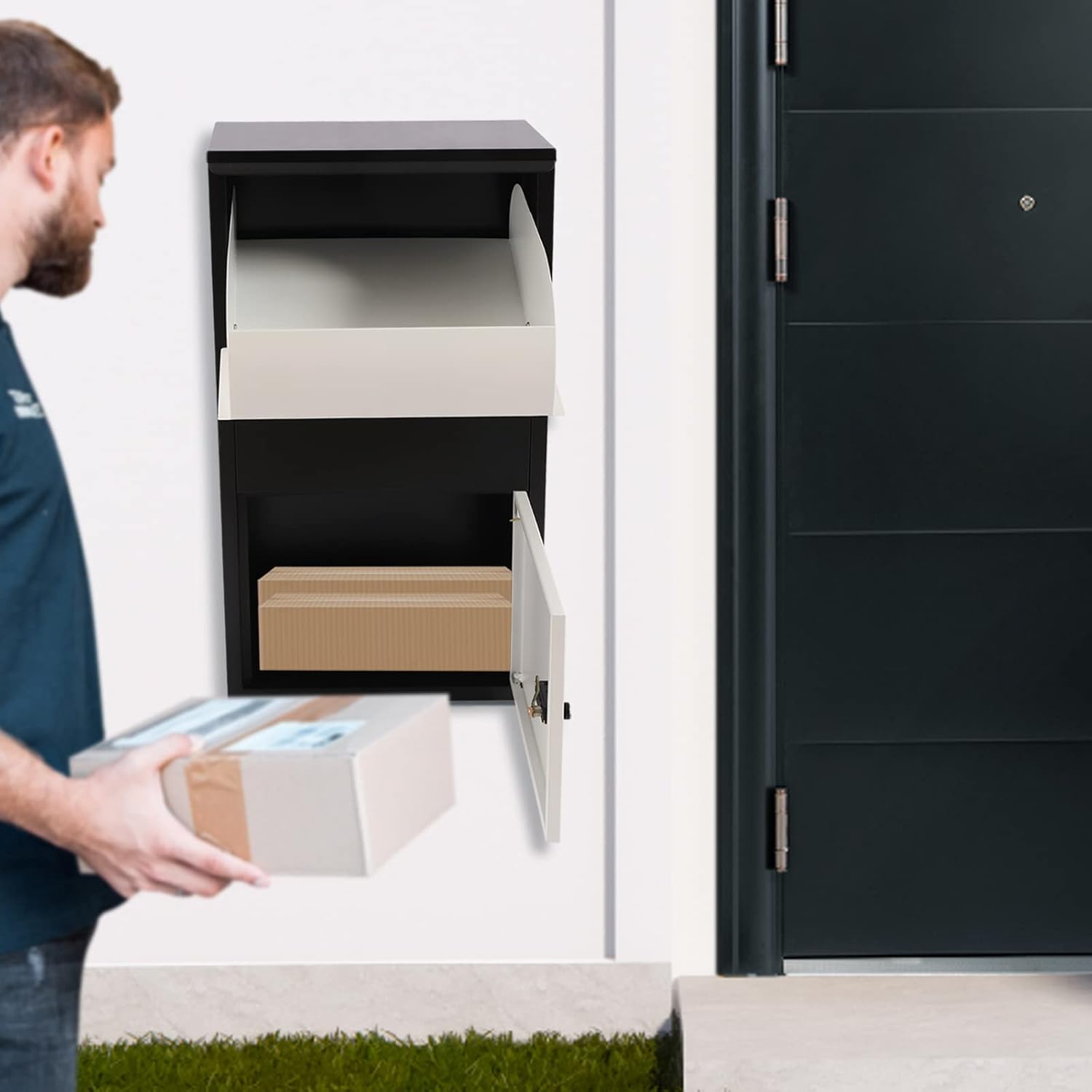 Package Drop Box Package Delivery Boxes for Secure Parcel and Mail Delivery, Extra Large Mailbox Wall Mount Mailbox with Coded Lock, Security Locking Dropbox for Outside to Collect Packages and Mail