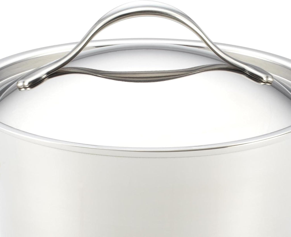 Anolon 77448 Nouvelle Stainless Steel Sauce Pan/Saucepan with Straining and Lid, 3.5 Quart, Silver