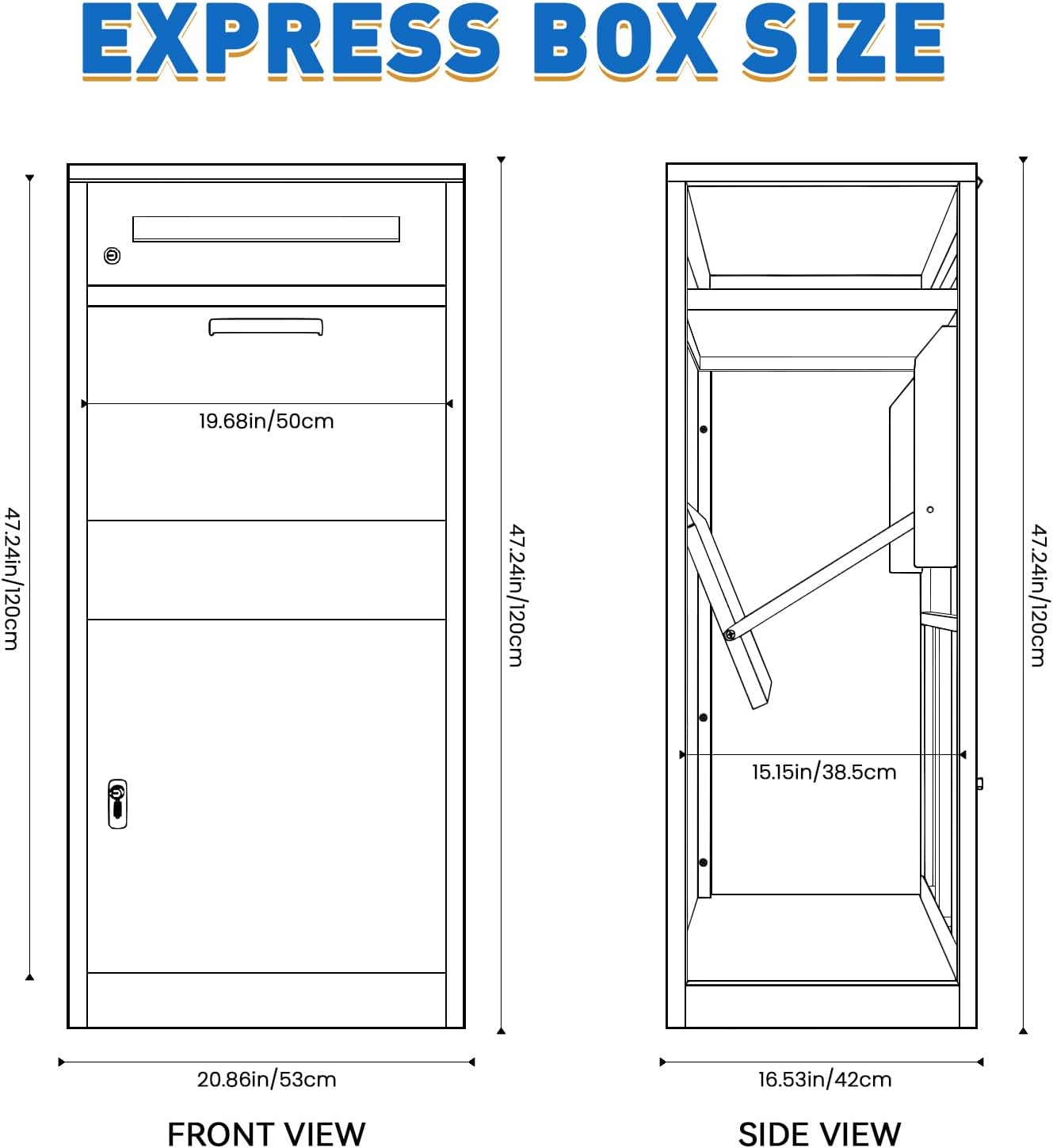 Package Delivery Boxes for Outside, Extra Large Parcel Drop Box with Combination Lock, Anti-Theft Galvanized Steel Waterproof, Secure Storage for Home Porch Curbside Yard Garden (50x37x115cm)