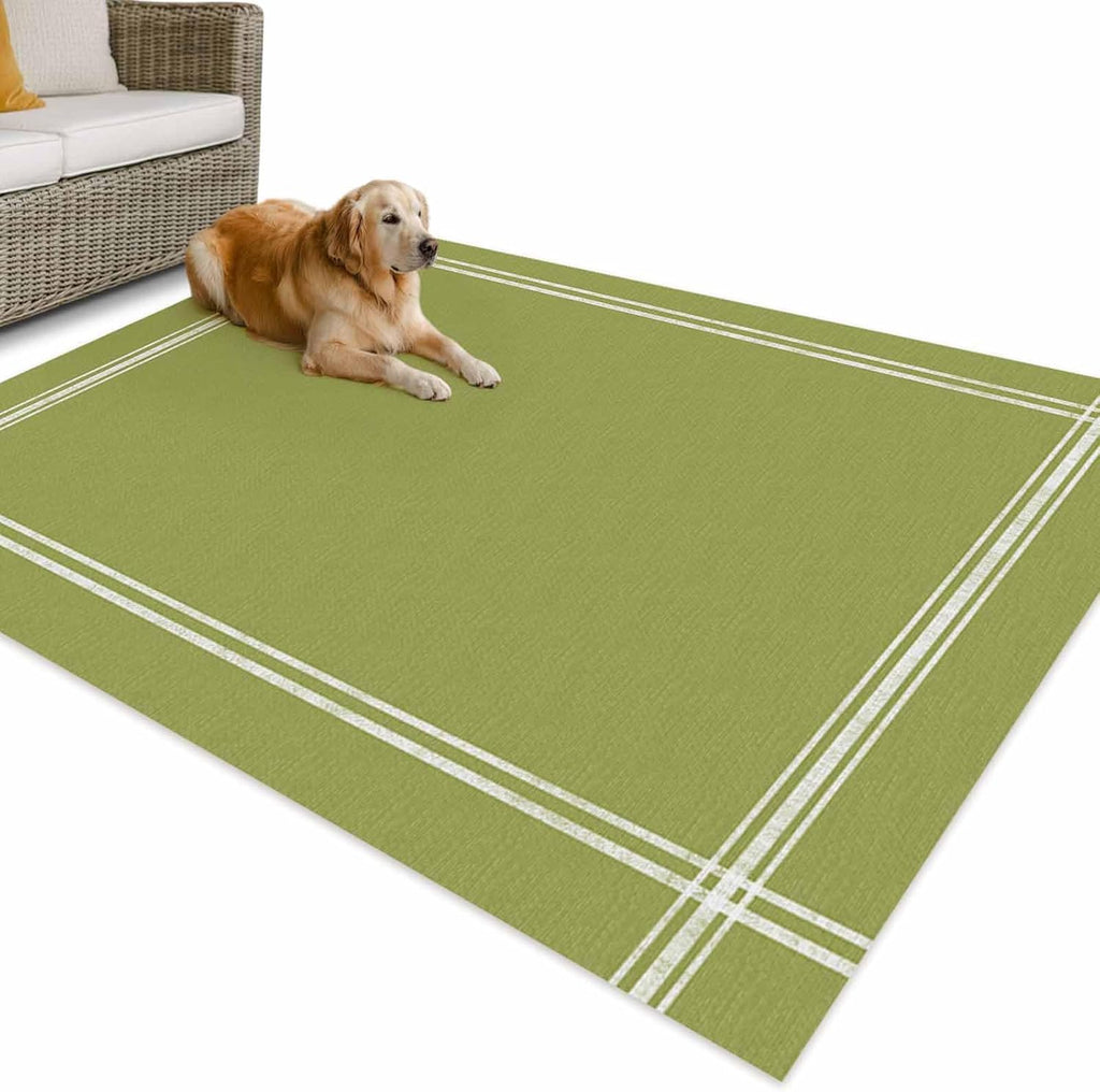 Outdoor Rug 4x6ft Color Olive Patio Area Rugs Waterproof Easy Cleaning Non Shedding Thick Mats Solid Carpet for Indoor Outdoor Porch Deck Backyard Balcony