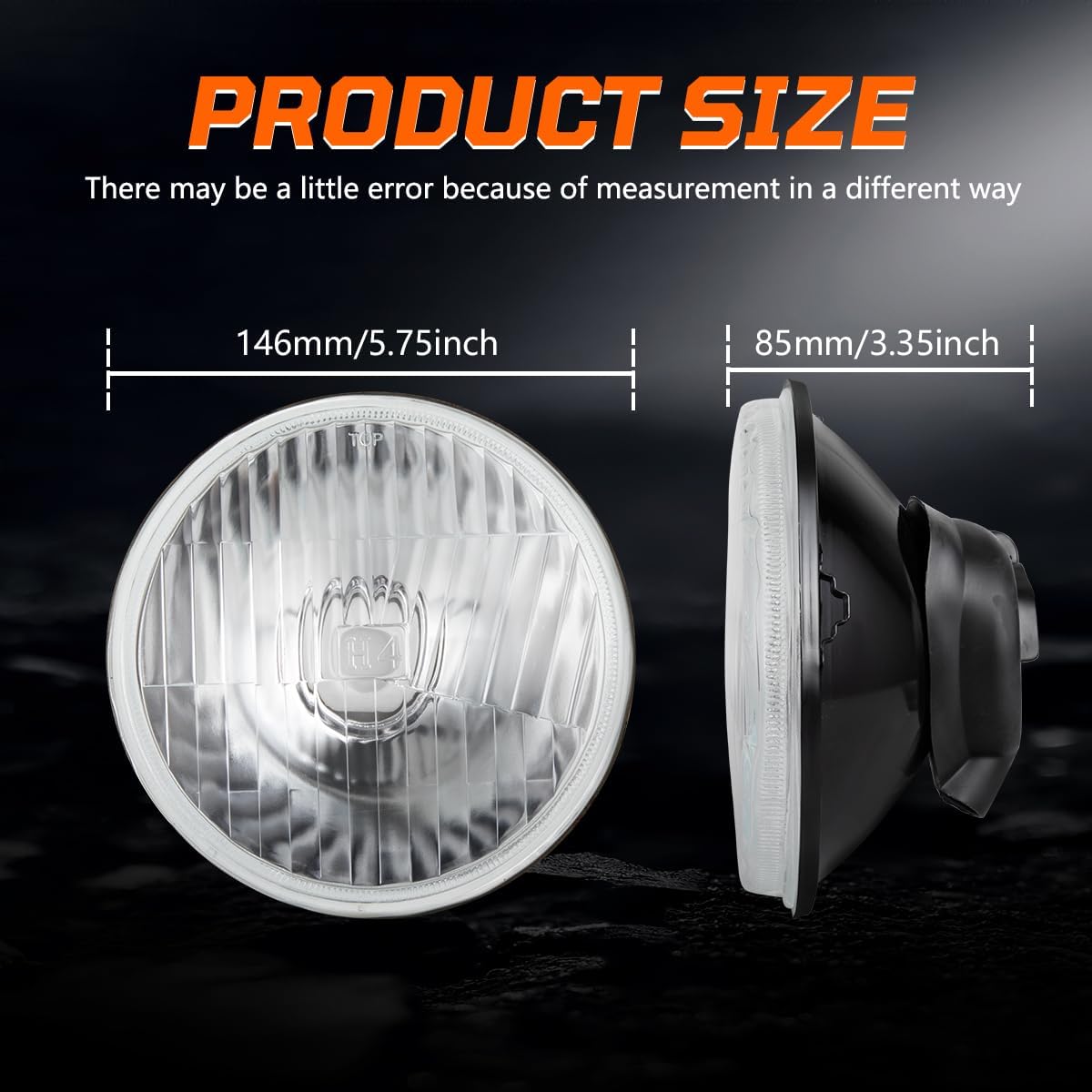 H5006 H5001 5.75 Inch Glass Round LED Headlight Housing + H4/9003 High Low Dual Beam Light Bulbs,Sealed Beam Style,Original Classic Look