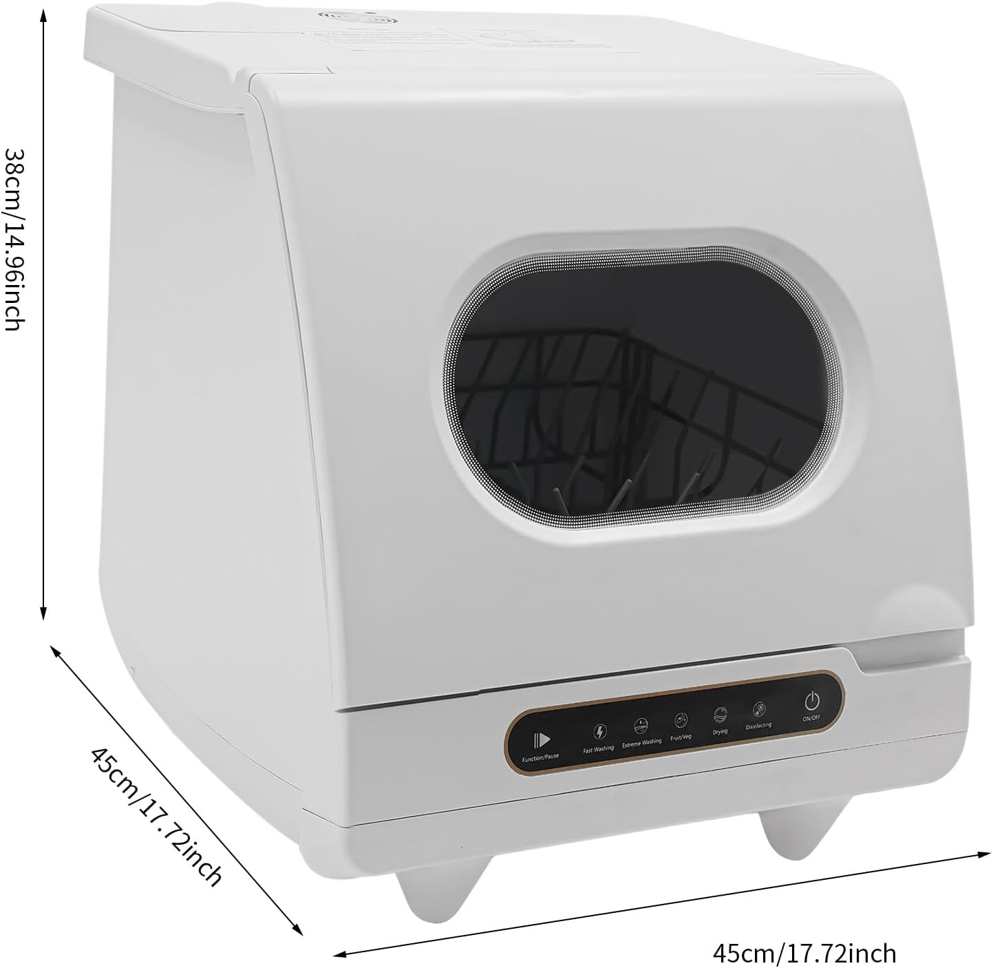 800W Portable Countertop Dishwasher,5 Washing Modes, Mini Dishwasher with 5L Water Tank,161.6℉ High-Temp, No Installation Needed, Compact Dish Washing Machine for 4-6 Sets Tableware (Type C - White)